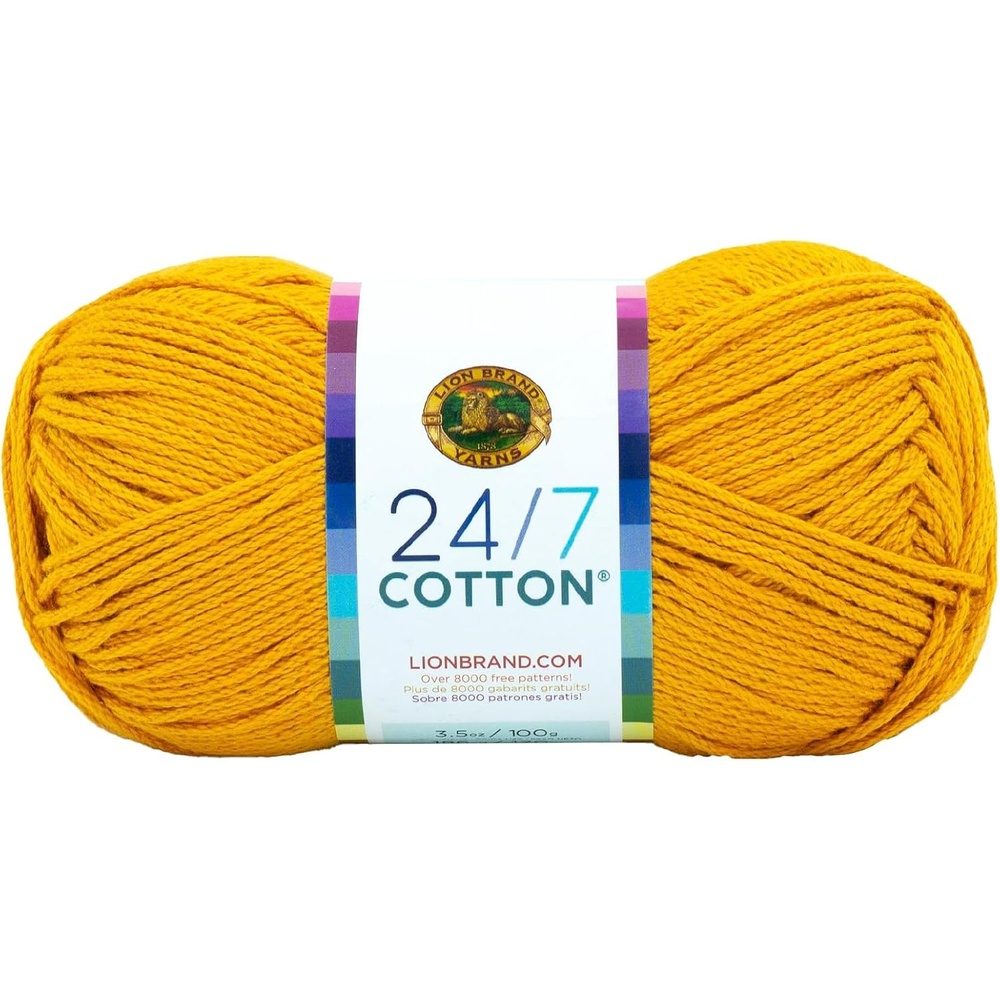 image:imageLion Brand Yarn 247 Cotton Mercerized Lightweight Yarn for Knitting Crochet and Crafts Beachcomber 5 Pack Multicolor Pack of Natural Fiber for Breathable Tops Durable Bags and Dish ClothsGoldenrod