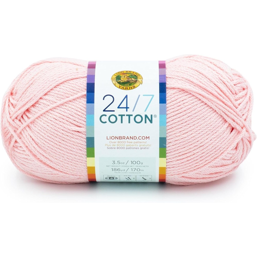 image:imageLion Brand Yarn 247 Cotton Mercerized Lightweight Yarn for Knitting Crochet and Crafts Beachcomber 5 Pack Multicolor Pack of Natural Fiber for Breathable Tops Durable Bags and Dish ClothsPink Lemonade