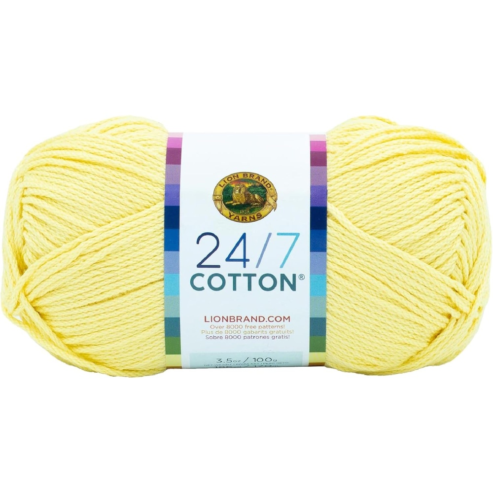 image:imageLion Brand Yarn 247 Cotton Mercerized Lightweight Yarn for Knitting Crochet and Crafts Beachcomber 5 Pack Multicolor Pack of Natural Fiber for Breathable Tops Durable Bags and Dish ClothsLemon