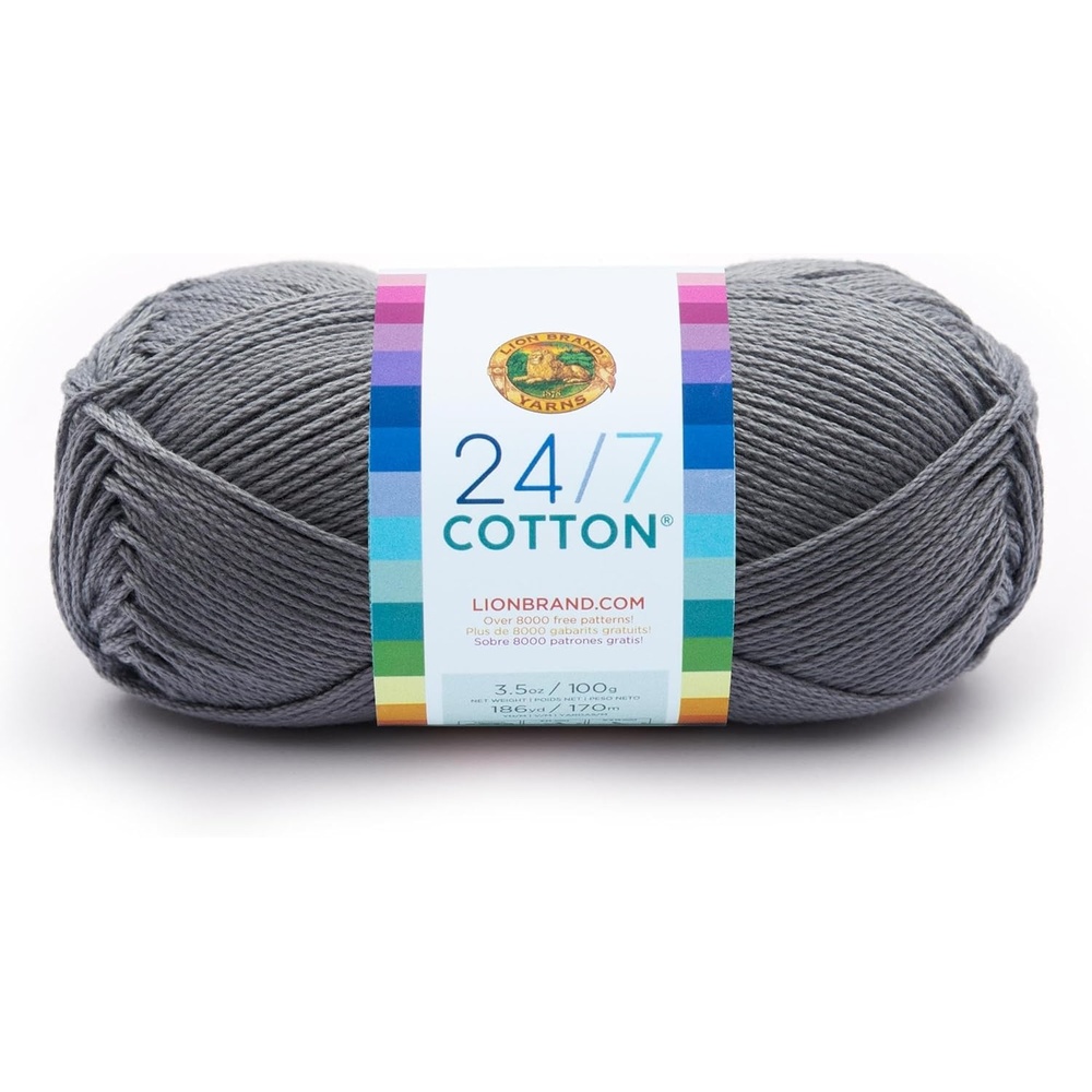 image:imageLion Brand Yarn 247 Cotton Mercerized Lightweight Yarn for Knitting Crochet and Crafts Beachcomber 5 Pack Multicolor Pack of Natural Fiber for Breathable Tops Durable Bags and Dish ClothsSilver