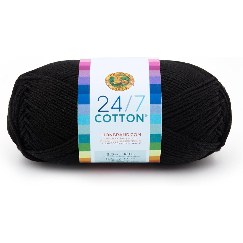image:imageLion Brand Yarn 247 Cotton Mercerized Lightweight Yarn for Knitting Crochet and Crafts Beachcomber 5 Pack Multicolor Pack of Natural Fiber for Breathable Tops Durable Bags and Dish ClothsBlack