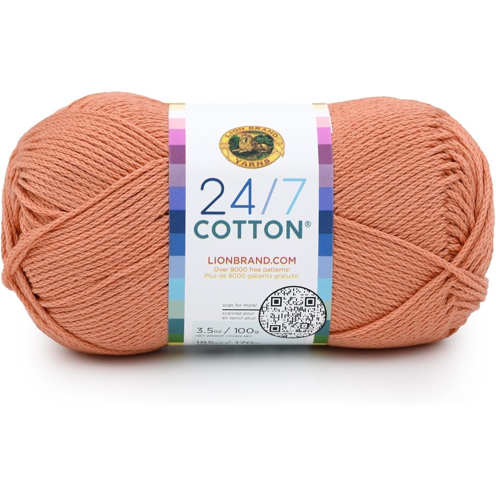 image:imageLion Brand Yarn 247 Cotton Mercerized Lightweight Yarn for Knitting Crochet and Crafts Beachcomber 5 Pack Multicolor Pack of Natural Fiber for Breathable Tops Durable Bags and Dish ClothsPapaya