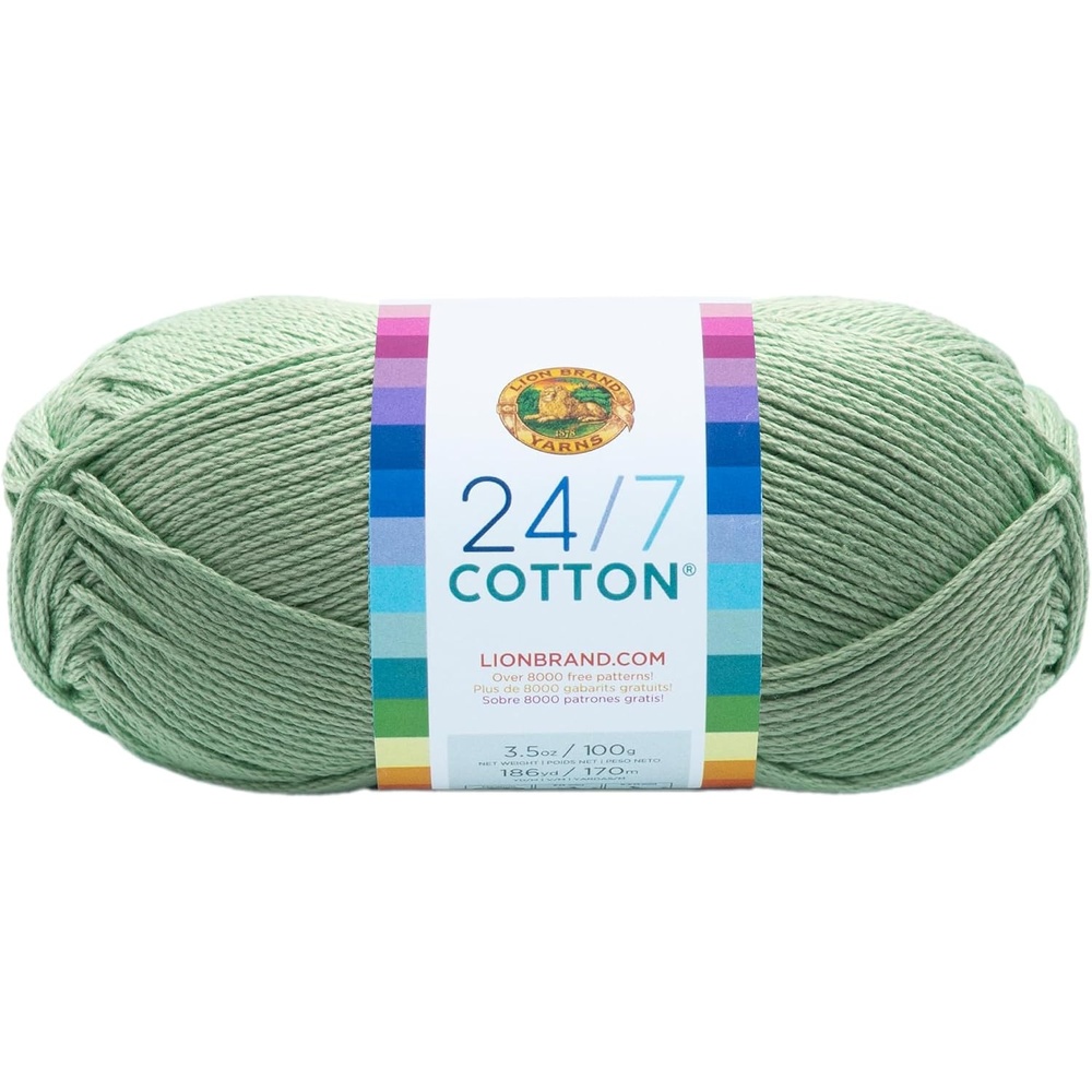 image:imageLion Brand Yarn 247 Cotton Mercerized Lightweight Yarn for Knitting Crochet and Crafts Beachcomber 5 Pack Multicolor Pack of Natural Fiber for Breathable Tops Durable Bags and Dish ClothsMint