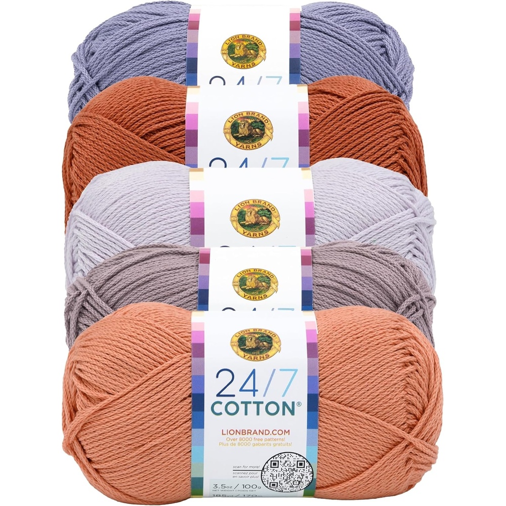 image:imageLion Brand Yarn 247 Cotton Mercerized Lightweight Yarn for Knitting Crochet and Crafts Beachcomber 5 Pack Multicolor Pack of Natural Fiber for Breathable Tops Durable Bags and Dish ClothsPressed Flowers