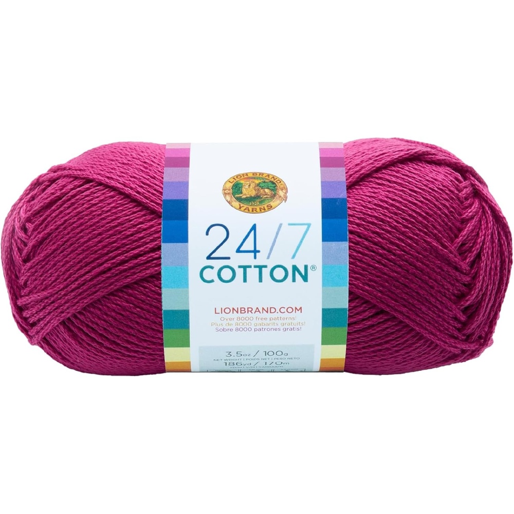 image:imageLion Brand Yarn 247 Cotton Mercerized Lightweight Yarn for Knitting Crochet and Crafts Beachcomber 5 Pack Multicolor Pack of Natural Fiber for Breathable Tops Durable Bags and Dish ClothsRose
