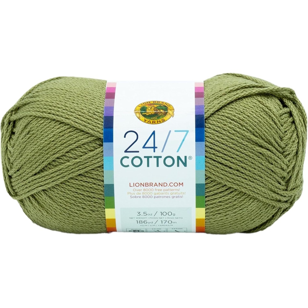 image:imageLion Brand Yarn 247 Cotton Mercerized Lightweight Yarn for Knitting Crochet and Crafts Beachcomber 5 Pack Multicolor Pack of Natural Fiber for Breathable Tops Durable Bags and Dish ClothsBay Leaf