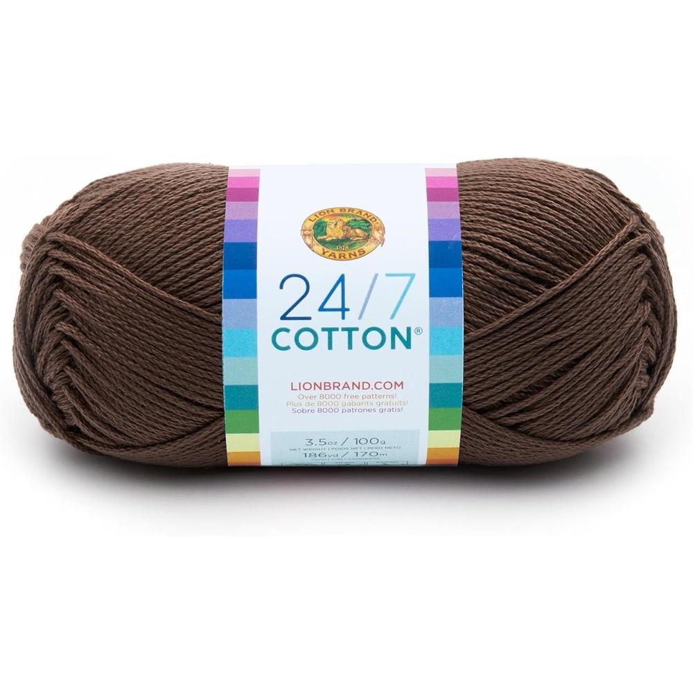 image:imageLion Brand Yarn 247 Cotton Mercerized Lightweight Yarn for Knitting Crochet and Crafts Beachcomber 5 Pack Multicolor Pack of Natural Fiber for Breathable Tops Durable Bags and Dish ClothsCaf Au Lait
