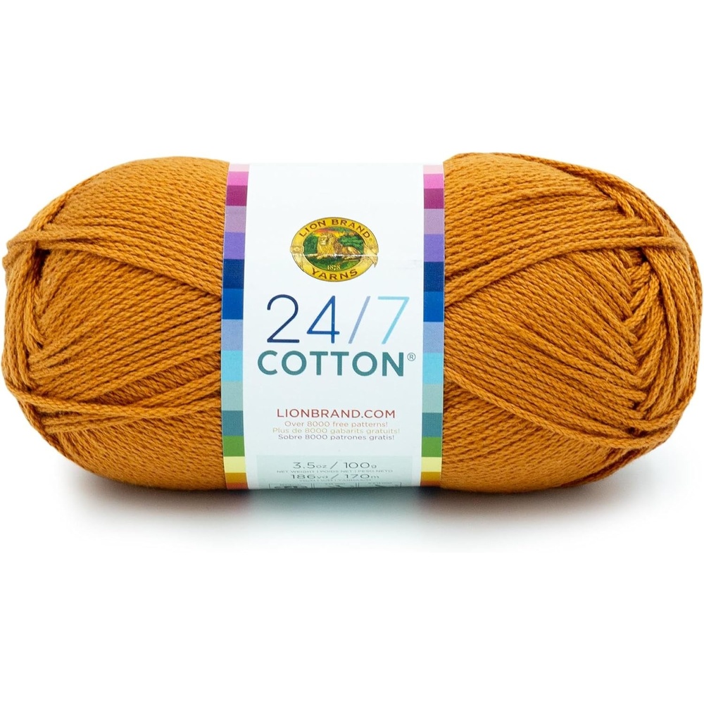image:imageLion Brand Yarn 247 Cotton Mercerized Lightweight Yarn for Knitting Crochet and Crafts Beachcomber 5 Pack Multicolor Pack of Natural Fiber for Breathable Tops Durable Bags and Dish ClothsAmber