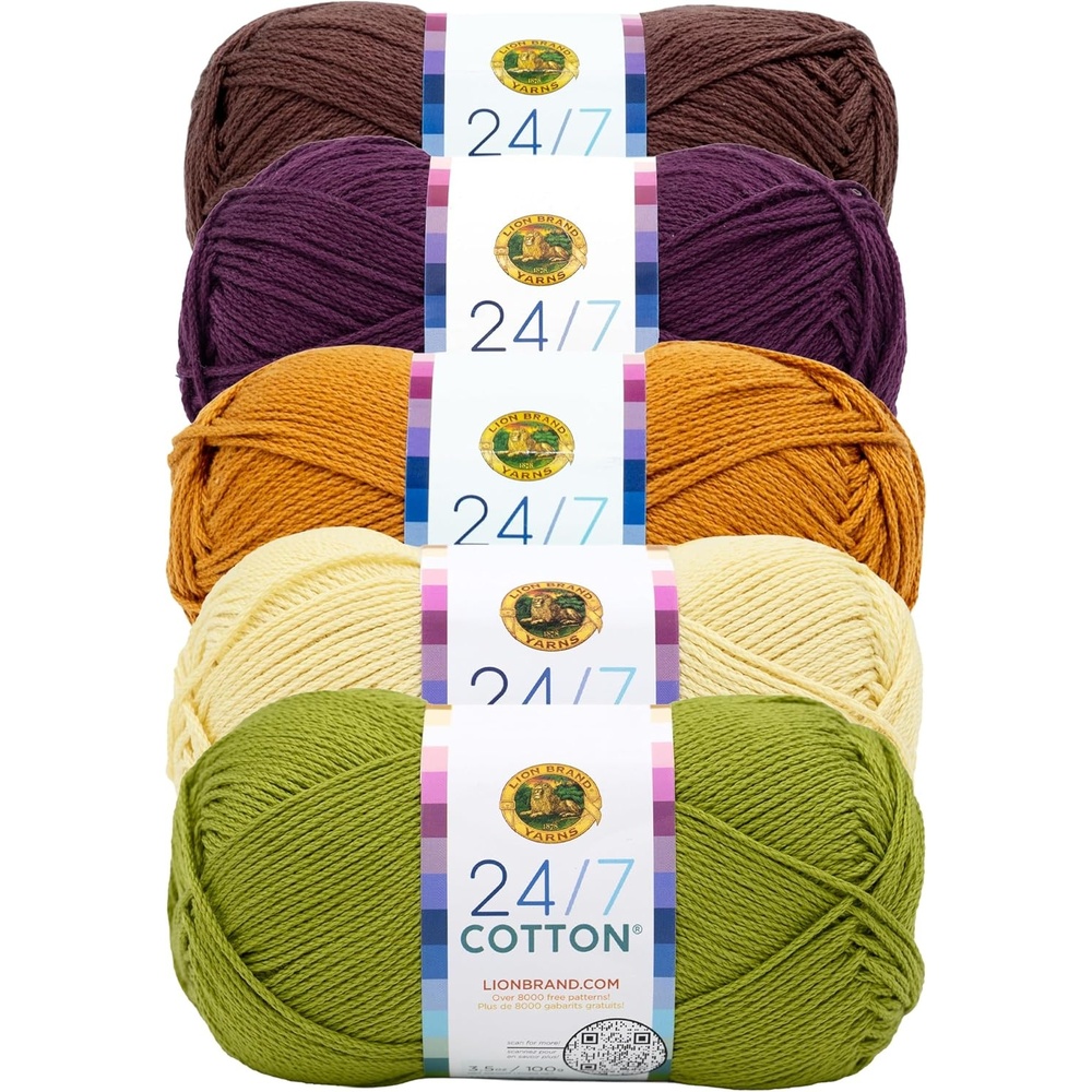 image:imageLion Brand Yarn 247 Cotton Mercerized Lightweight Yarn for Knitting Crochet and Crafts Beachcomber 5 Pack Multicolor Pack of Natural Fiber for Breathable Tops Durable Bags and Dish ClothsWildflower