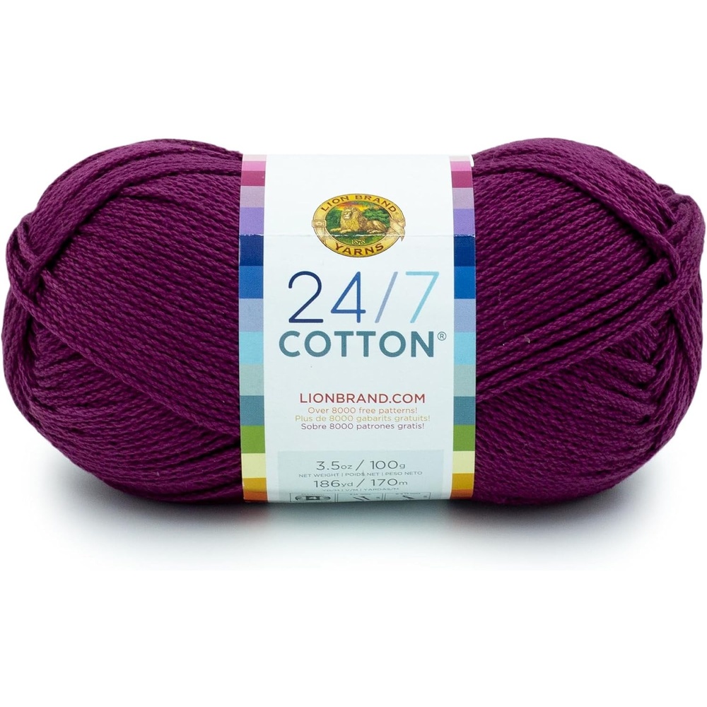 image:imageLion Brand Yarn 247 Cotton Mercerized Lightweight Yarn for Knitting Crochet and Crafts Beachcomber 5 Pack Multicolor Pack of Natural Fiber for Breathable Tops Durable Bags and Dish ClothsBeets