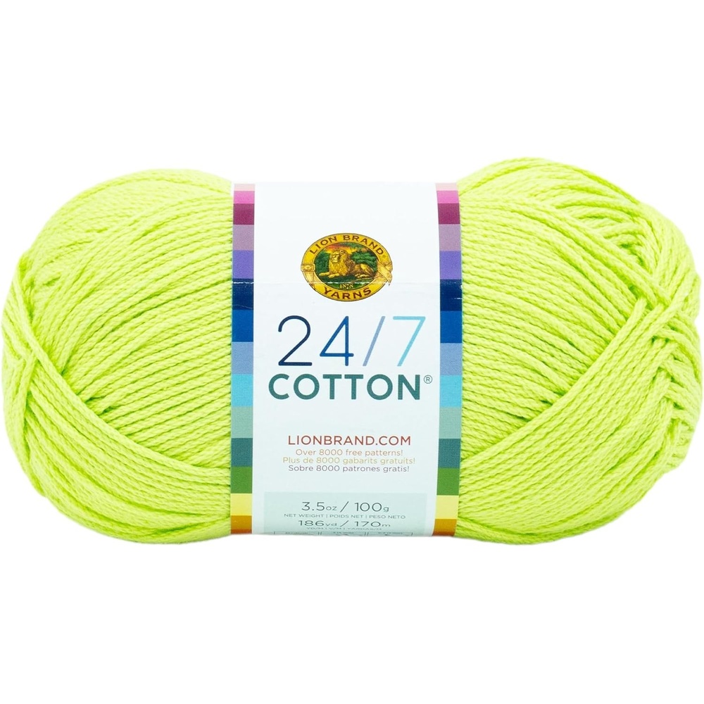 image:imageLion Brand Yarn 247 Cotton Mercerized Lightweight Yarn for Knitting Crochet and Crafts Beachcomber 5 Pack Multicolor Pack of Natural Fiber for Breathable Tops Durable Bags and Dish ClothsLime