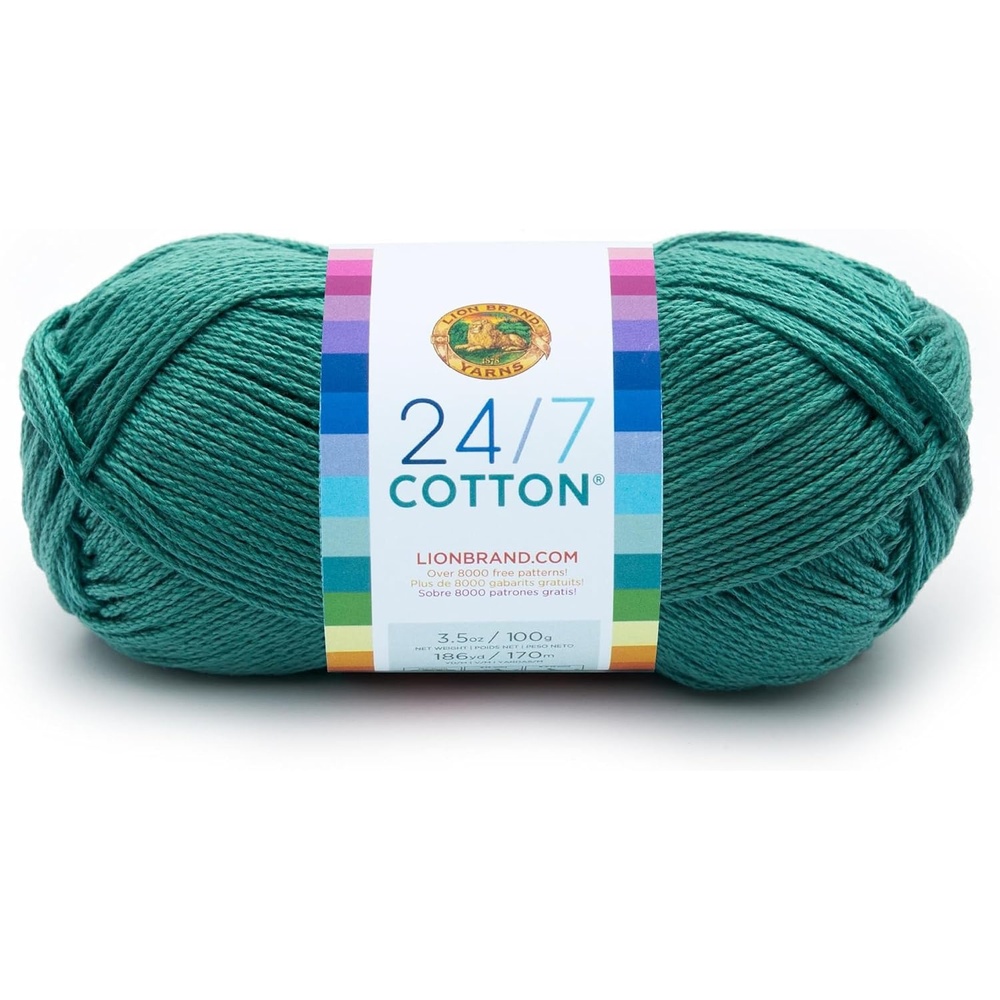 image:imageLion Brand Yarn 247 Cotton Mercerized Lightweight Yarn for Knitting Crochet and Crafts Beachcomber 5 Pack Multicolor Pack of Natural Fiber for Breathable Tops Durable Bags and Dish ClothsJade